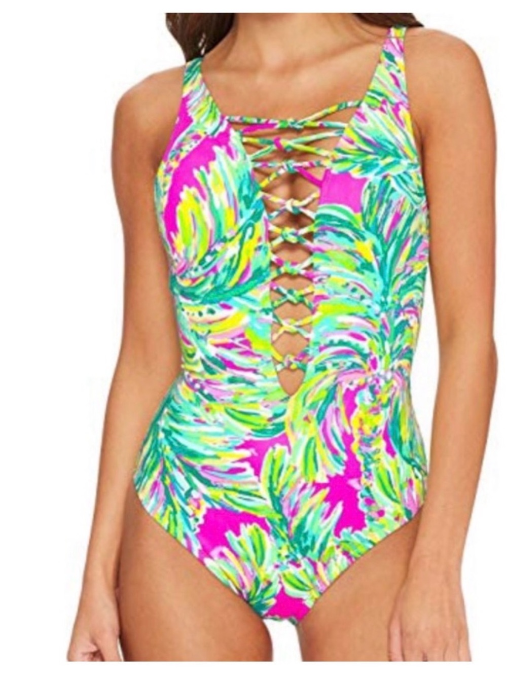 In Search Of! Isle lattice shady lady One-Piece Swimsuit sz 8 or 10